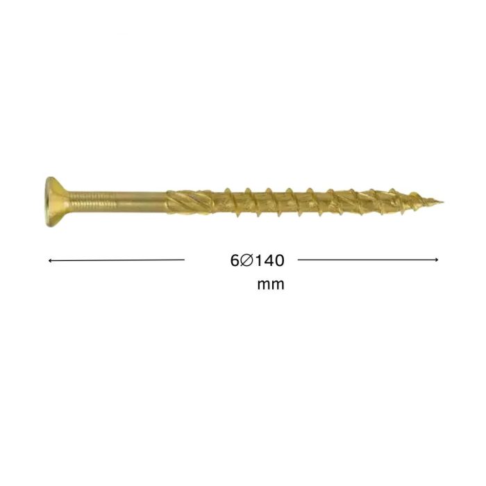 Suruburi dulgherie autofiletante 6x140 mm pentru lemn, cap înecat, tip torx, 100 buc