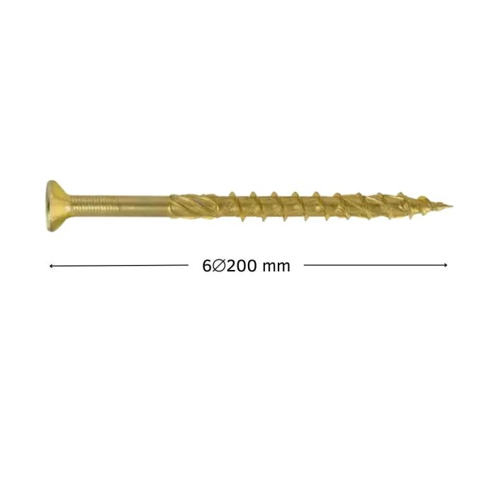 Suruburi dulgherie autofiletante 6x200 mm pentru lemn, cap înecat, tip torx, 100 buc