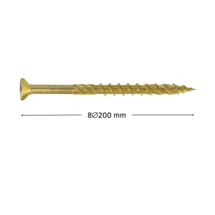Suruburi dulgherie autofiletante 8x200mm pentru lemn, cap înecat, tip torx, 50 buc