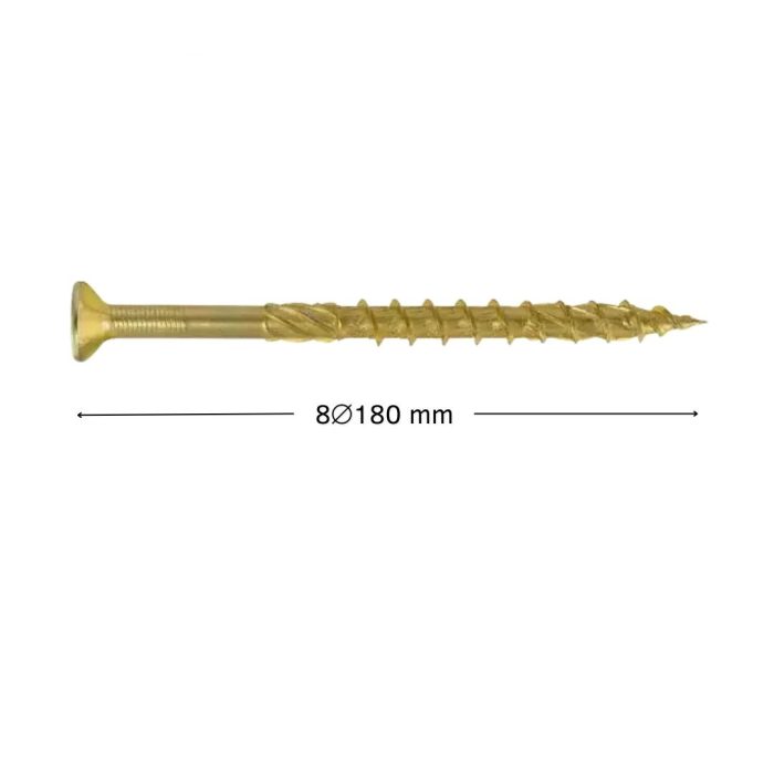 Suruburi dulgherie autofiletante 8x180mm pentru lemn, cap înecat, tip torx, 50 buc