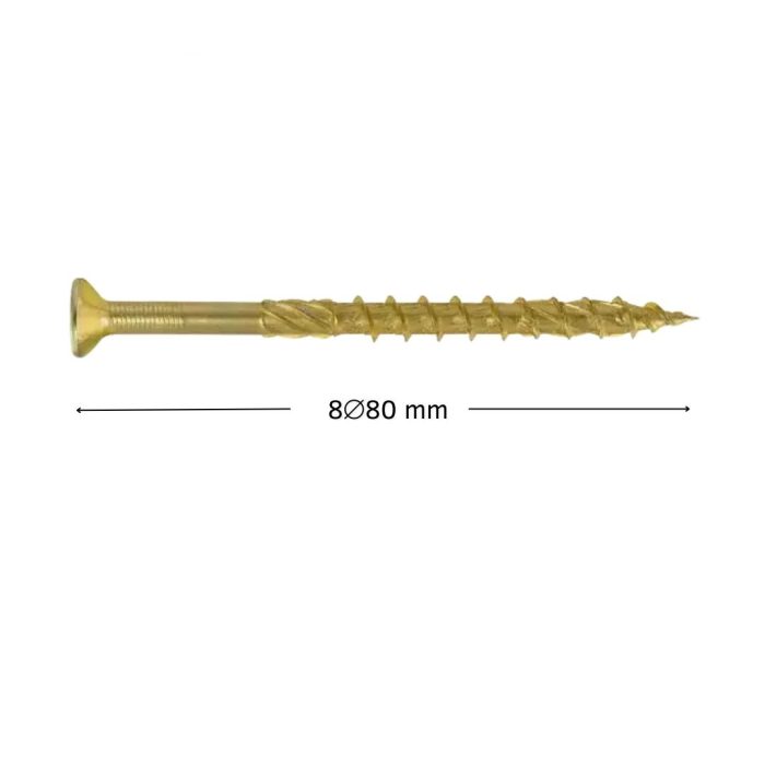 Suruburi dulgherie autofiletante 8x80mm pentru lemn, cap înecat, tip torx, 50 buc