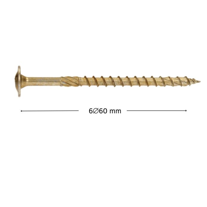 Suruburi dulgherie autofiletante 6x60 mm pentru lemn, cap plat, tip torx, 100 buc