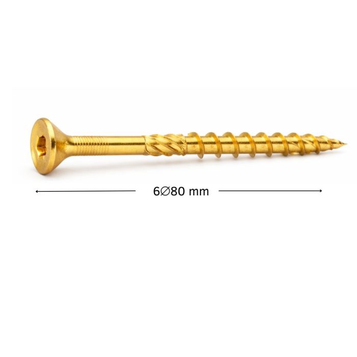 Surube dulgherie autofiletante 6x80 mm pentru lemn, cap înecat, tip torx, 200 buc
