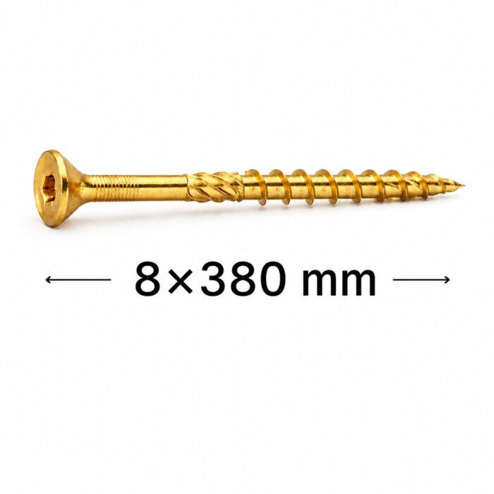 Surube dulgherie 8x380 mm pentru lemn, cap înecat, tip torx, 50 buc