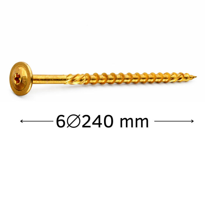 Surube dulgherie 6x240 mm pentru lemn, cap plat, tip torx, 100 buc
