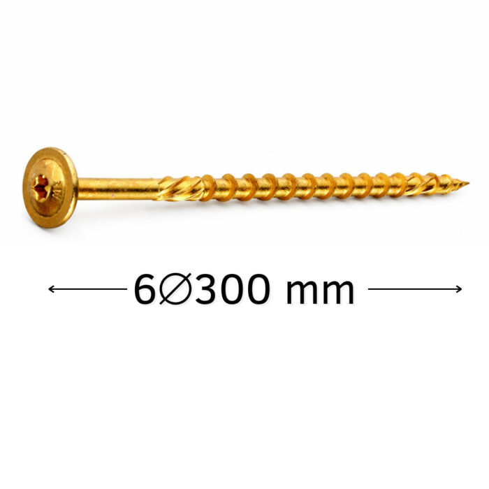 Surube dulgherie 6x300 mm pentru lemn, cap plat, tip torx, 100 buc