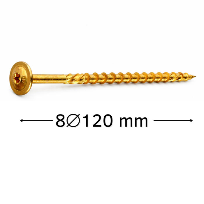 Surube dulgherie 8x120 mm pentru lemn, cap plat, tip torx, 50 buc
