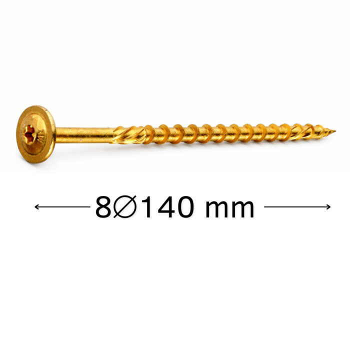 Surube dulgherie 8x140 mm pentru lemn, cap plat, tip torx, 50 buc