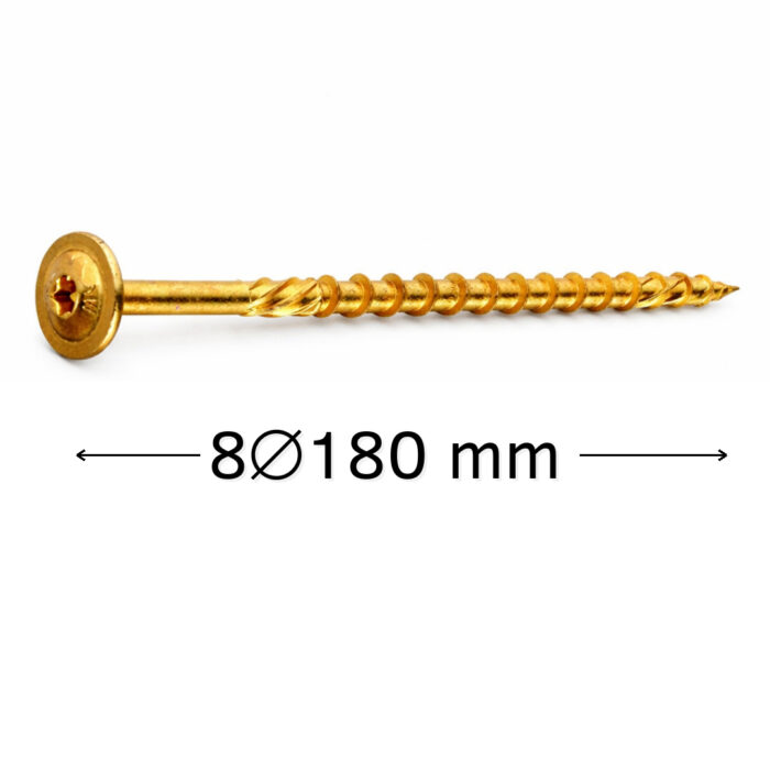 Surube dulgherie 8x180 mm pentru lemn, cap plat, tip torx, 50 buc