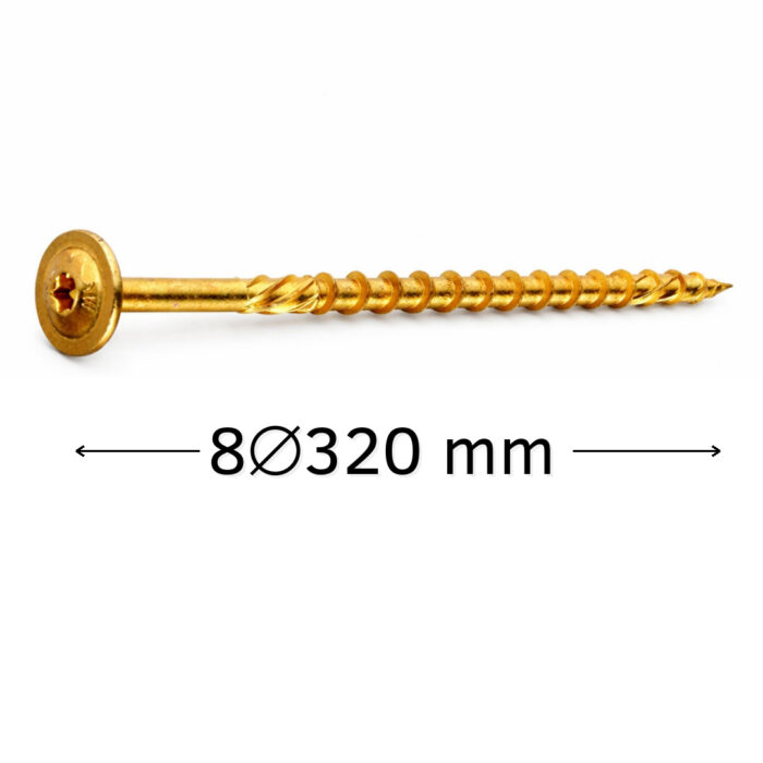 Surube dulgherie 8x320 mm pentru lemn, cap plat, tip torx, 50 buc