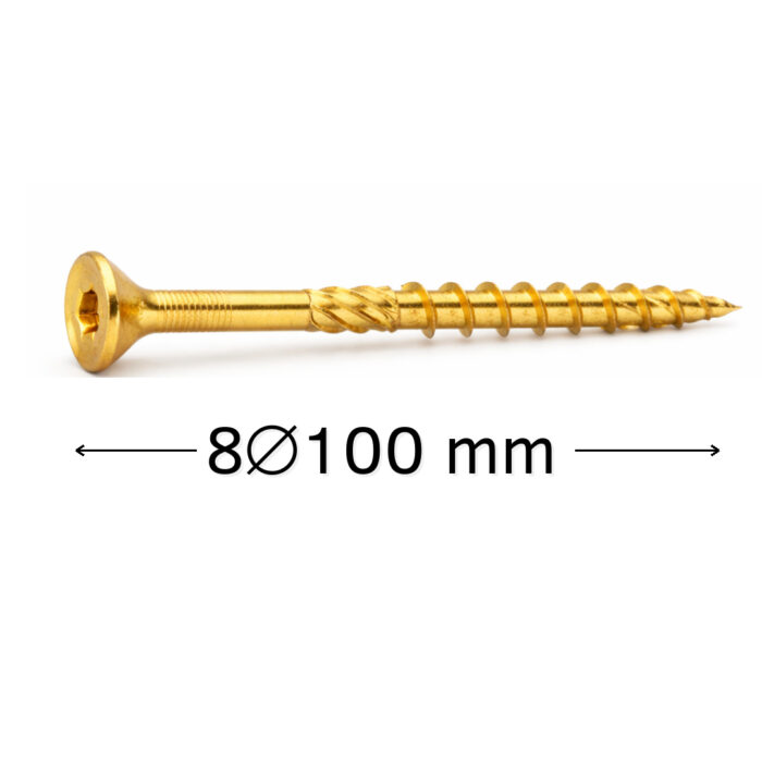 Surube dulgherie 8x100 mm pentru lemn, cap înecat, tip torx, 100 buc
