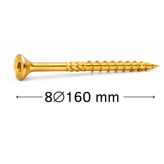 Surube dulgherie 8x160 mm pentru lemn, cap înecat, tip torx, 50 buc