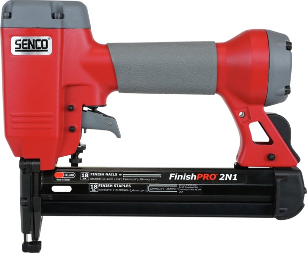 Pistol pneumatic 2 în 1 SENCO FinishPro2N1 – cuie 18GA și capse L, 16–32 mm / 12–25 mm