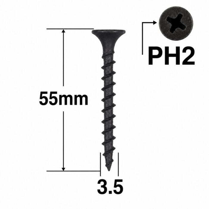 Negrese 3,5x55mm suruburi pentru gips-carton - 500 buc/bax - pentru lemn