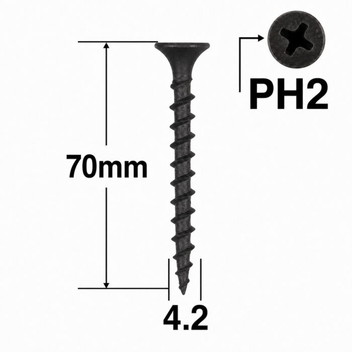 Negrese 4.2x70mm suruburi pentru gips-carton - 250 buc/bax - pentru lemn