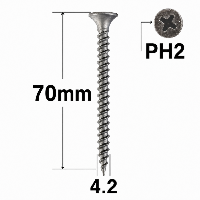 Negrese 4,2×70 mm suruburi pentru gips-carton - 200 buc/bax